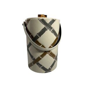MCM Vintage Bamboo Pattern Ice Bucket With Bamboo Handle & Lid